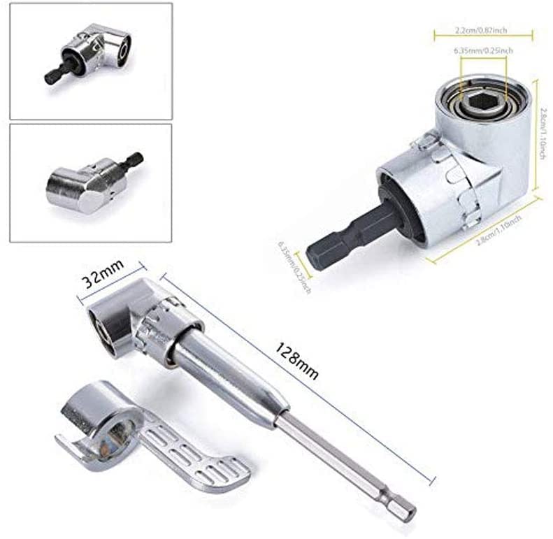 Sagsro 105 Degree Right Angle Driver Angle Extension Power Screwdriver Drill Attachment with 1/4 Drive 6mm Hex Bit Magnetic Drill Bit Socket Angled Bit Power Drill Tool and Soft Shaft - Image 2